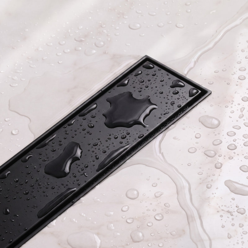 Drain de douche 12 po, Noir mat