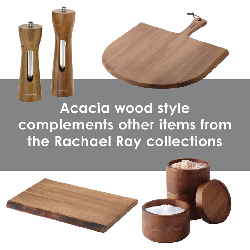 Acacia Wood Salt and Pepper Grinder Set with Stainless Steel