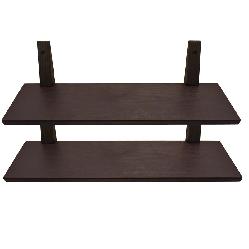 Ensemble de 2 tablettes décoratives en bois de chêne massif