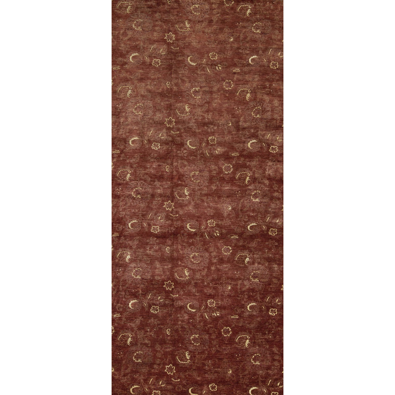 Wool Floral Area Rug in Rust