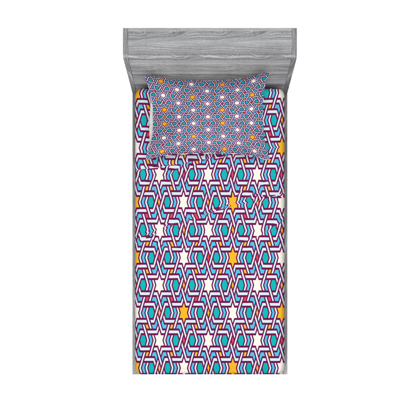 Microfiber Geometric Sheet Set, Twin Sheet Set with Fitted Sheet