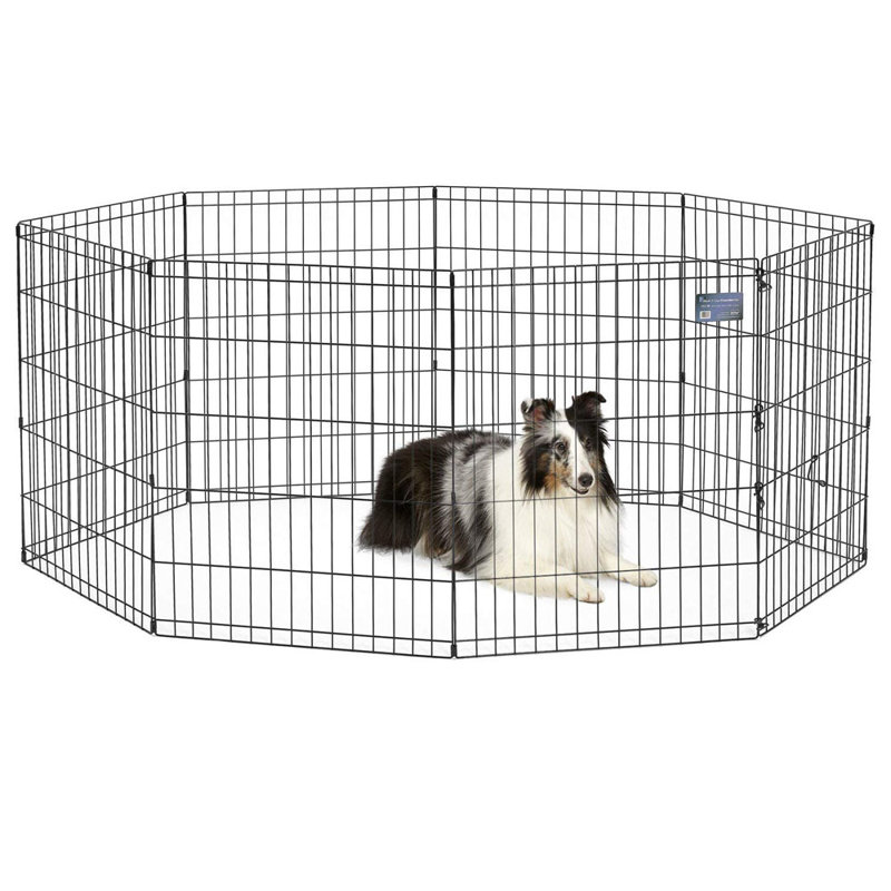Black Metal 42" Tall Foldable Pet Exercise Pen