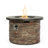 24“ H x 36" W Big Round Outdoor Propane Fire Pit Table in Faux Stone and Concrete top with Hideaway Gas Tank Space 60000BTU