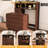 Folding Dining Table With Sideboard & Braking Function, Material, Walnut Color, Small Space Multifunctional Socket, Foldable For Saving,