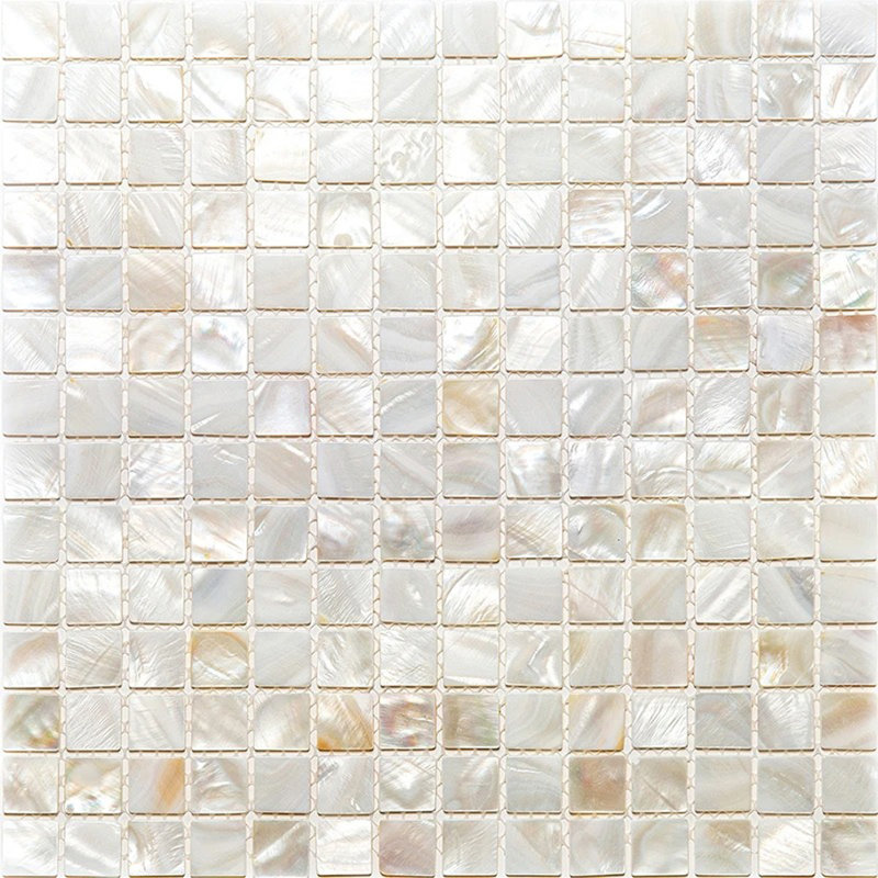 12" x 12" Seashell Grid Mosaic Wall & Floor Tile, White/Beige
