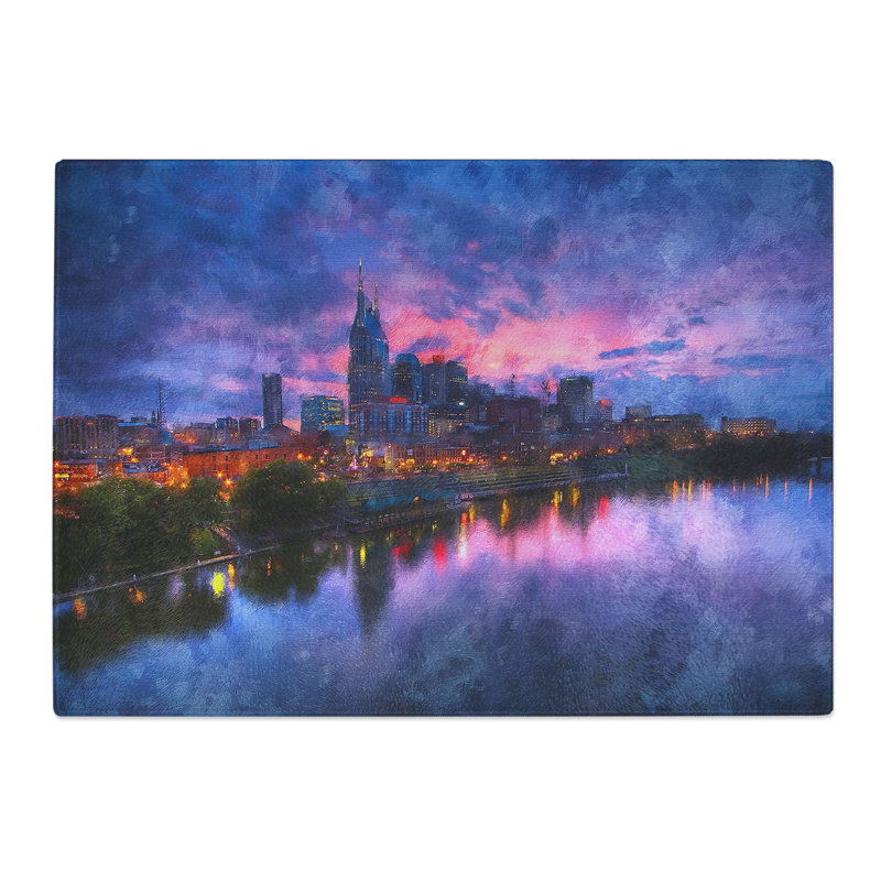 Nashville Tennessee Skyline Painting Chopping Board, 0.4cm H x 28.5cm W x 39cm L