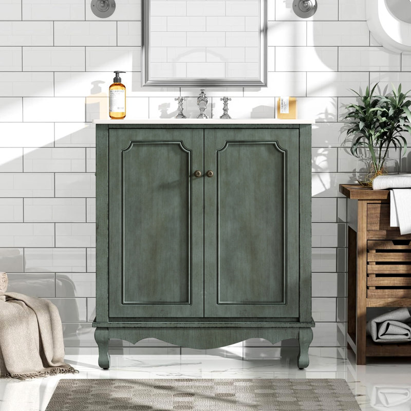 Meuble-lavabo avec lavabo en céramique Vintage