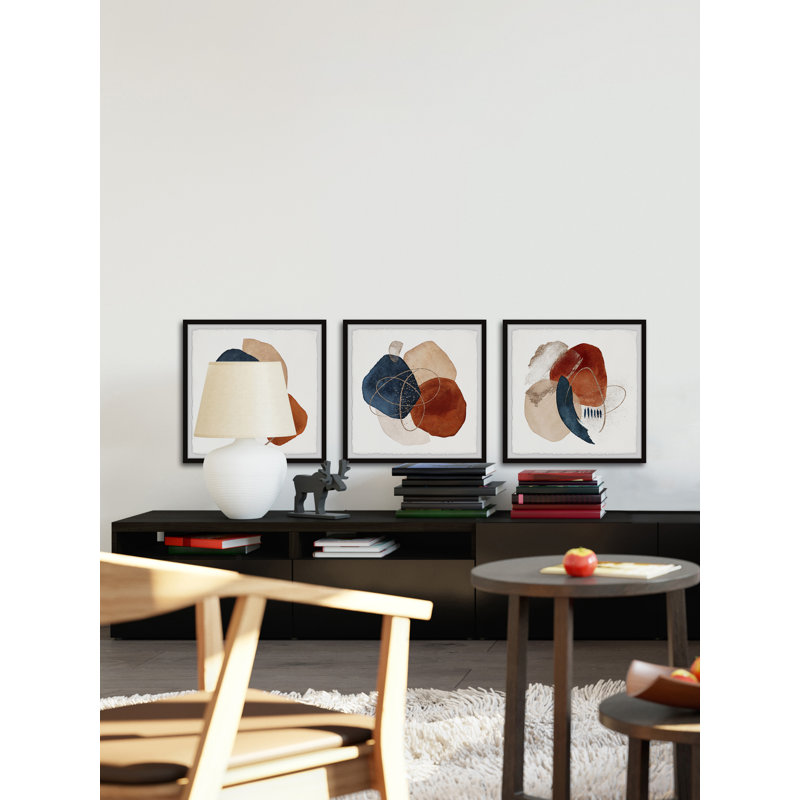 Sapphires and Rubies Triptych by Marmont Hill - 3 Piece Picture Frame Painting Set, 30" H x 30" W x 3.81" D