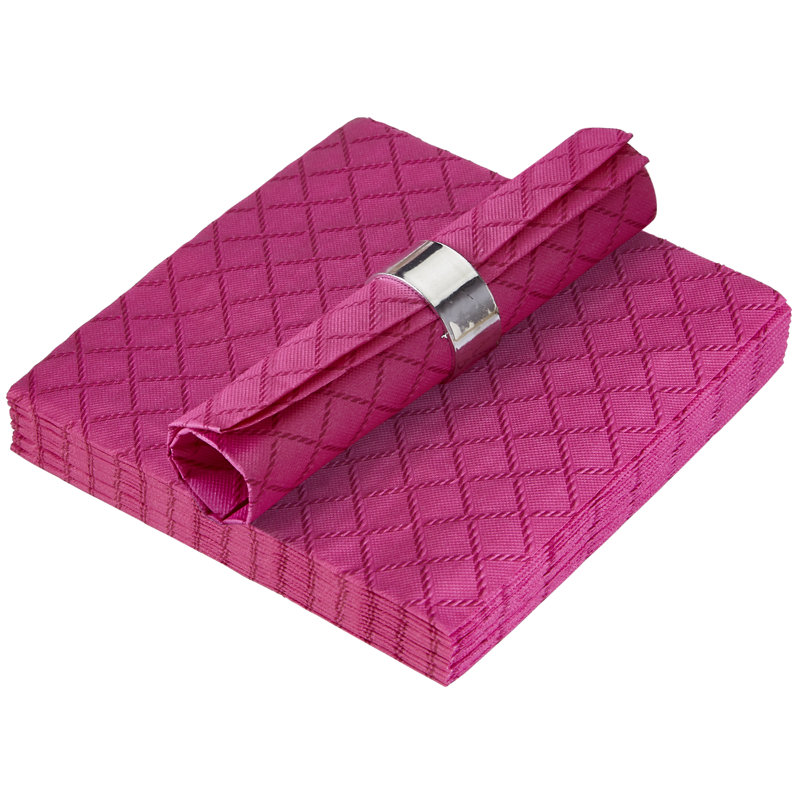 Serviettes de papier matelassé à grammages jetables repas, Rose profond