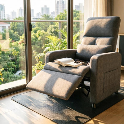 Fauteuil inclinable électrique avec massage et chaleur, fauteuil inclinable électrique ergonomique à dossier haut rembourré, siège rembourré, 2 poches latérales et port USB, gris
