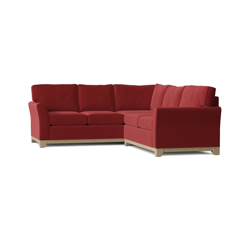 Canapé modulaire en coton de 108 po de largeur Bevins, Accoudoir à droite (vu de face), Rouge Marlow, Acajou