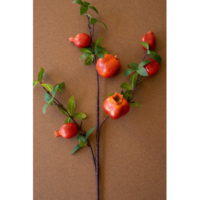  Artificial Pomegranate Spray Orchard Inspired Faux Fruit – 39" Tall Set of 6