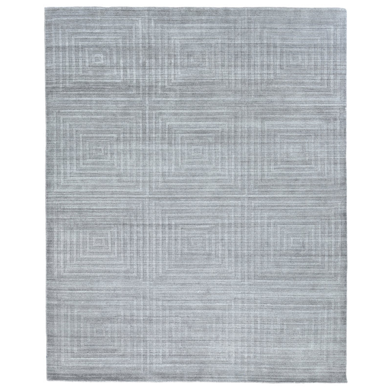 Castelli Geometric Area Rug in Light Silver, Gray, Rectangle 6' x 9'