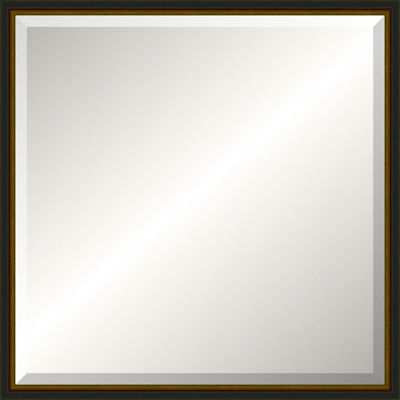 Distressed Black Old World Mirror, Small Square