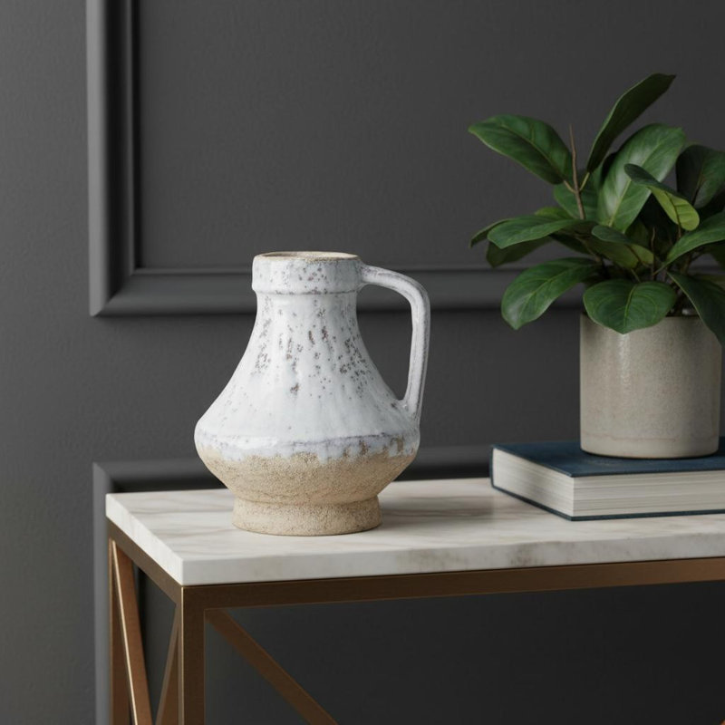 Vase rond en terre cuite 6 "blanc