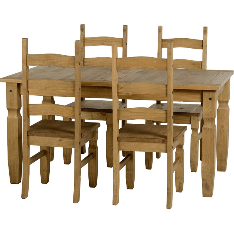 Bridewell 4 - Person Pine Solid Wood Dining Set, 76 x 91 x 122 cm