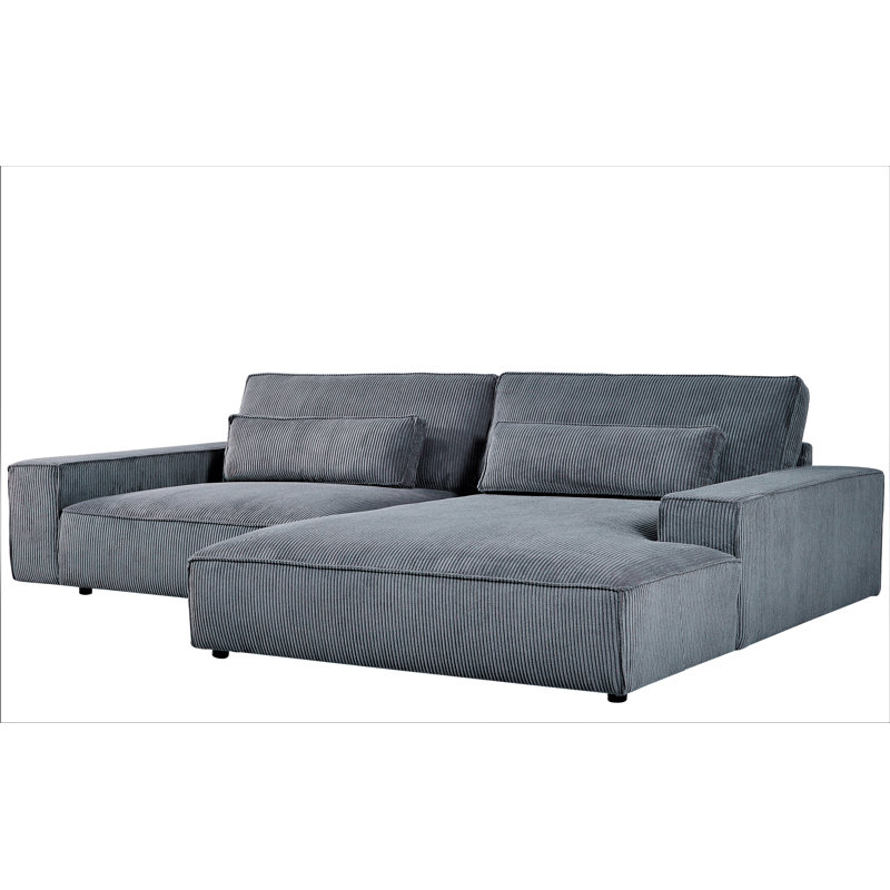 Corduroy L-Shaped Sectional, Right Hand Facing, Dark Gray Corduroy