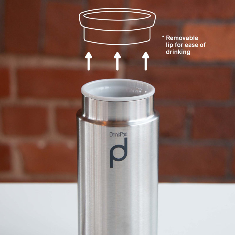 Grunwerg Drink Pod 300ml Double Wall Insulated Stainless Steel (18/10) Travel Mug, Stainless Steel