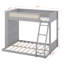 Lit superposé simple au-dessus d'un lit double avec tablette de rangement latérale et lit superposé en bois léger avec échelle intégrée et garde-corps-128987007