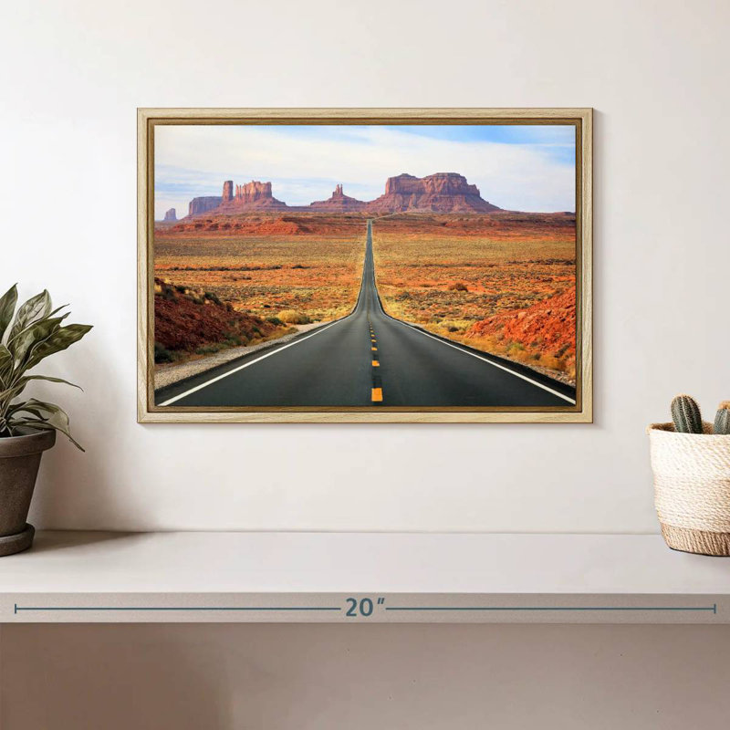 Route célèbre vers Monument Valley, Cadre flottant en bois naturel, 13 po x 9 po