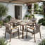 Ensemble de salle à manger 5 pièces pour patio, table en aluminium de 3 pi avec plateau d'aspect bois et 4 chaises en osier avec coussins amovibles, résistant aux intempéries, brun