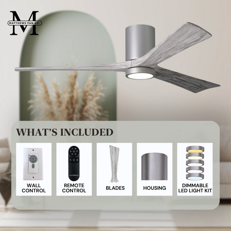 Irene LED Ceiling Fan, Brushed Nickel, Barn Wood Tone, 60"