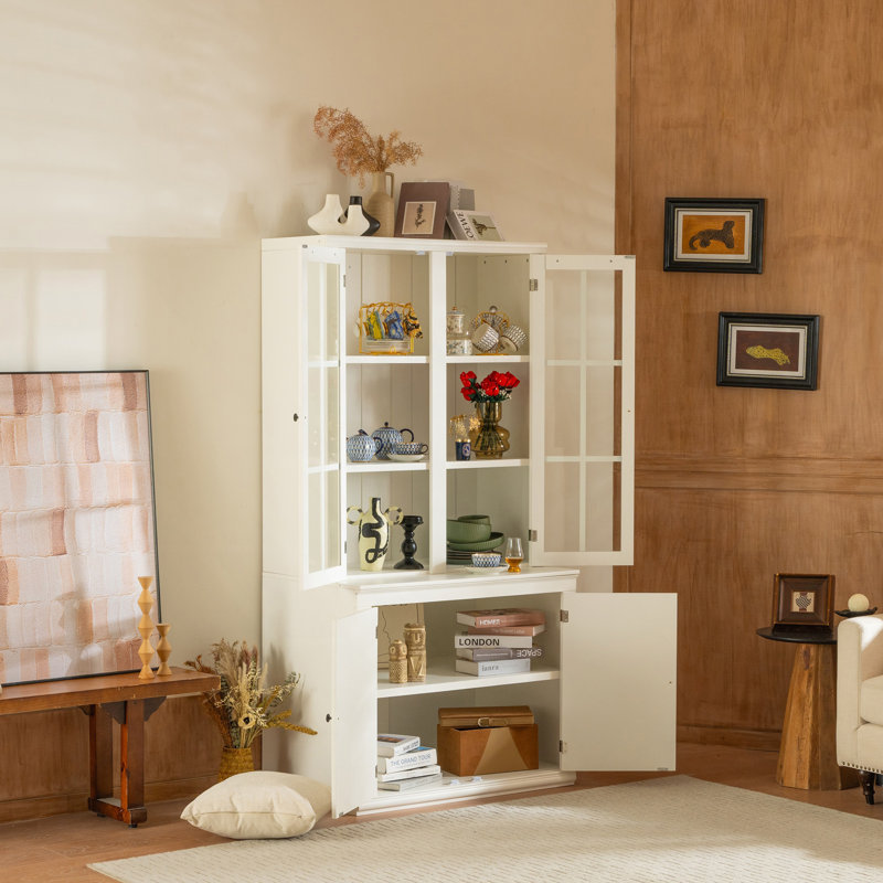 Ensemble de deux grandes portes vitrées doubles avec garde-manger, armoire de style traditionnel et armoire vitrée