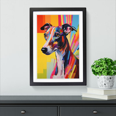 XYZ-FRM-V1223-3535 Greyhound Hard Edge Painting - Single Picture Frame Print on Wood