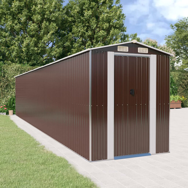 Remise de rangement en acier l 6,3 pi x P 33,5 pi, Marron foncé