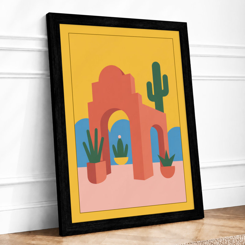 Desert Mission Southwestern 1 Piece Single Picture Frame Wall Art, A3 - 42.0 x 29.7 cm, Black