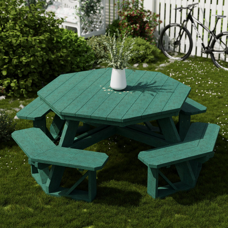Table de pique-nique Heritage Octagon, Vert pelouse