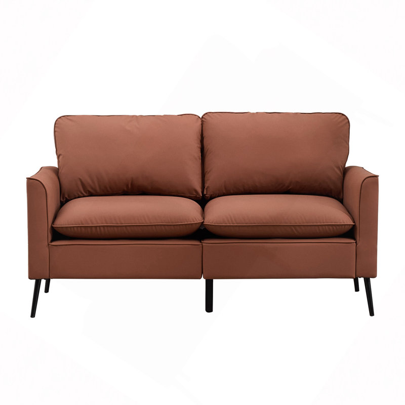 Causeuse en cuir rembourré TS Cat, Similicuir brun, Brun