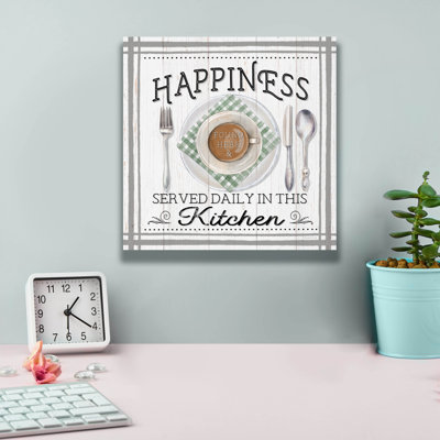  'Happiness Served Daily' by Elizabeth Tyndall Canvas Wall Art, 12" x 12"