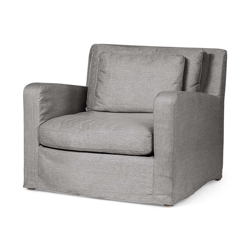 Chaise avec accoudoirs en lin 38 po gris et brun