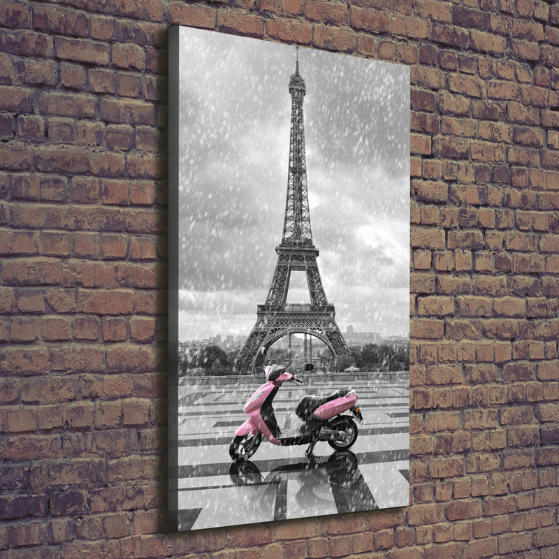 Eiffel Tower Scooter - Wrapped Canvas Print