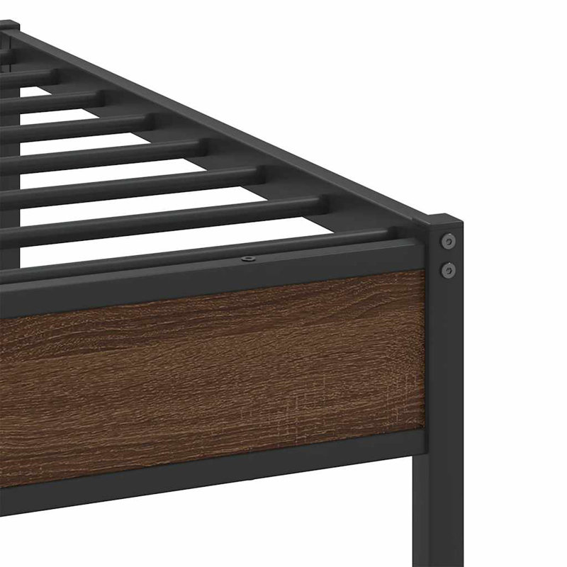 Bed Frame Without Mattress Engineered Wood, 107 x 203cm, Brown Oak