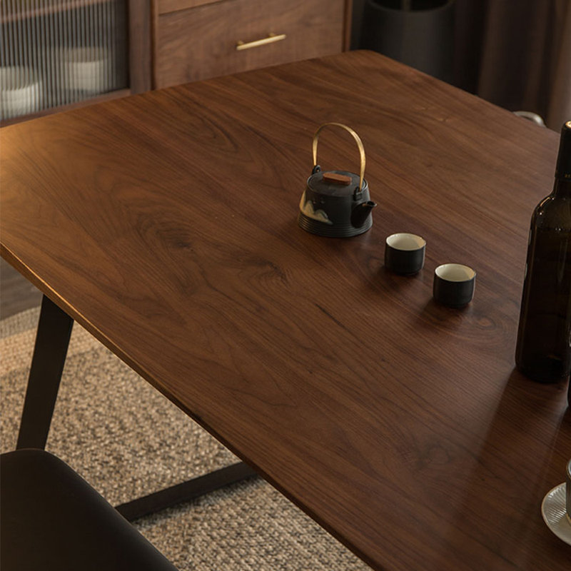 Table de salle à manger en bois massif et fer de style italien, H 29,5 po x L 70,8 po x l 35,4 po