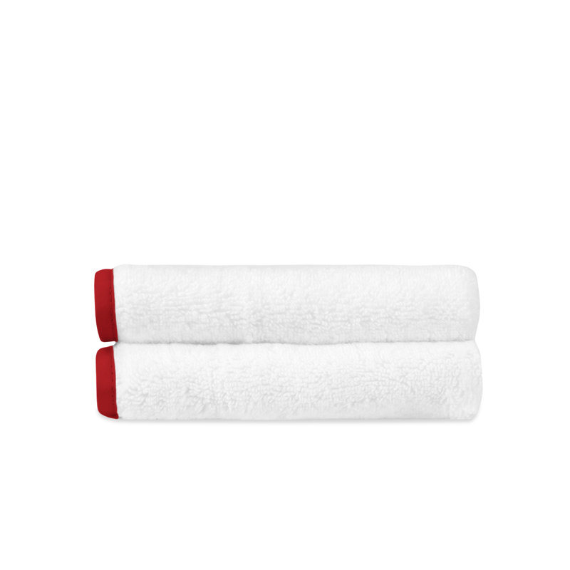 Bodrum 2-pc Face Towel Set, White/Brilliance Red
