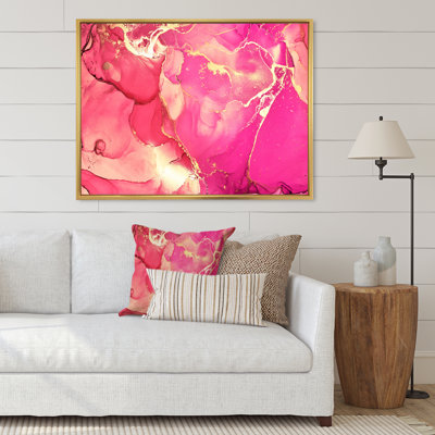 Rose et or fuchia liquide Art II - reproduction sur toile