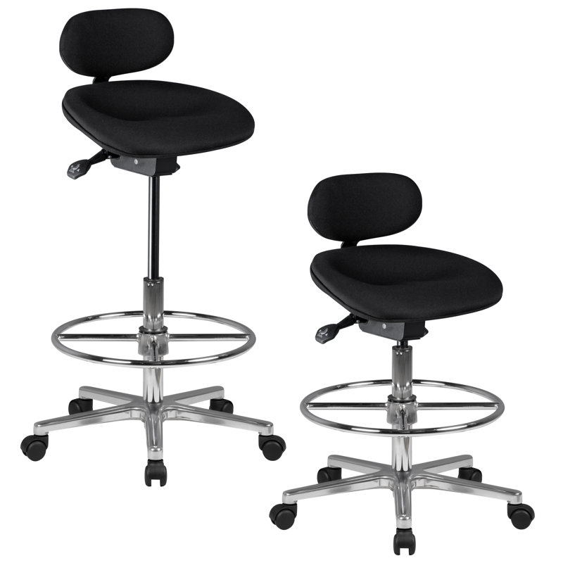 Backed Adjustable Height Ergonomic Stool with Footrest