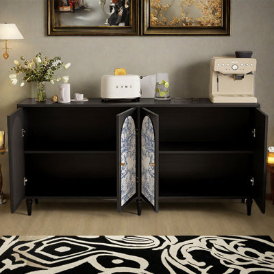 Multi-functional wooden four-door sideboard