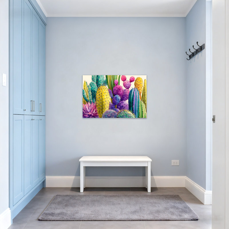 Plantes et fleurs, impression de jardin de cactus colorés, H 24 po x l 36 po
