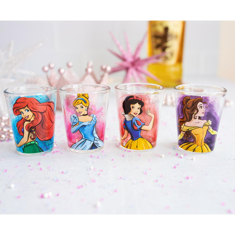 Ensemble de 4 pièces 1,5 oz Disney Fashionista Princesses Ensemble de verres à liqueur