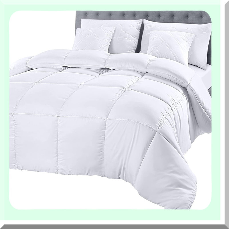 Luxury Cloud Quilted Comforter - Premium Down Alternative Duvet Insert with Corner Tabs & Box Stitched Design for Bed - White Comforter