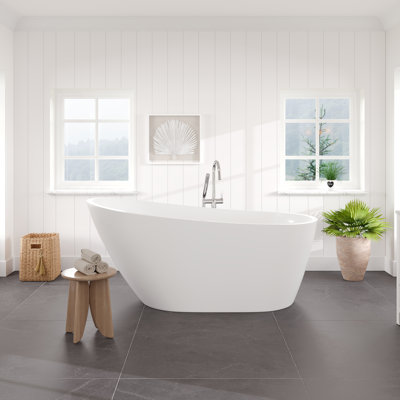 Baignoire autoportante en acrylique blanc brillant 60 po Eviva Luna