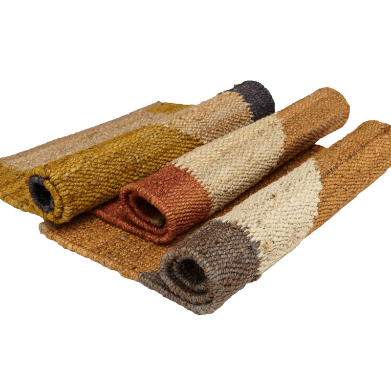 Geometric Flatweave Rectangle 8' x 10' Hemp Area Rug in Brown/Red