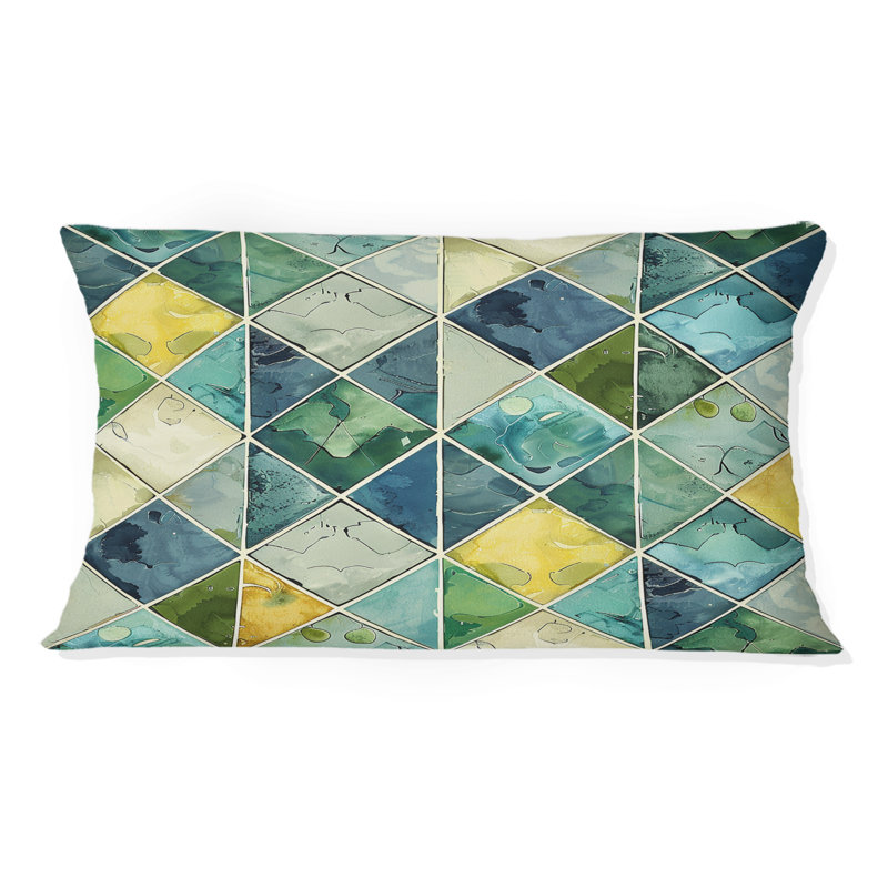 Coussin lombaire bleu et vert Modern Geo III