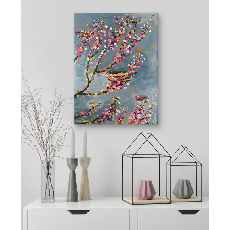«Nids and Berries» - Impression sur toile tendue, H 24 po x l 18 po, Toile