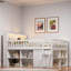 Lit mezzanine peu encombrant avec tablettes de rangement, tête de lit avec lumière DEL-1497572987-1497572984