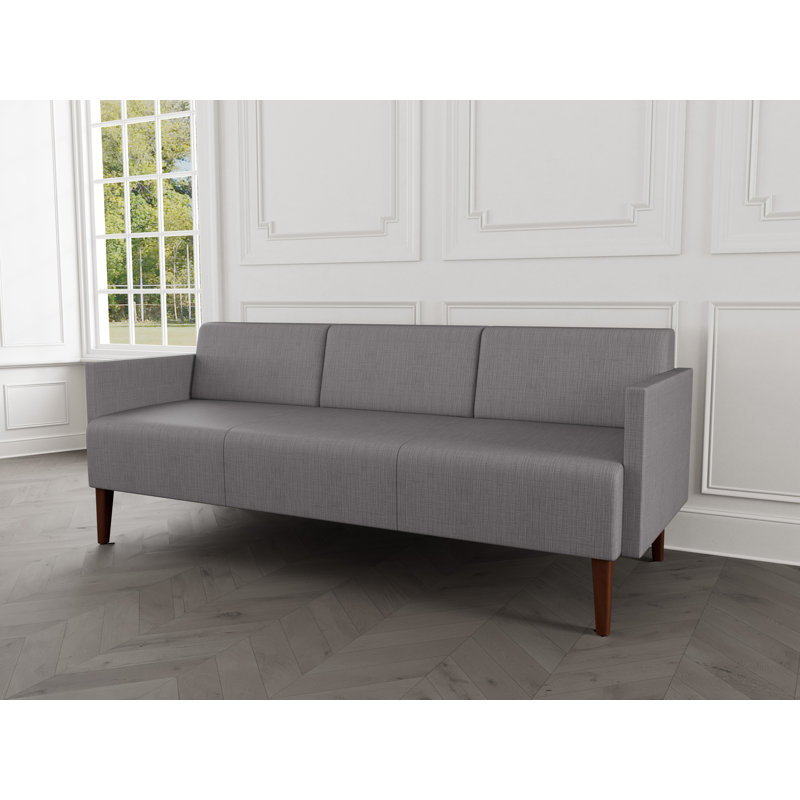 Luxe Lounge Reception Sofa, Plot Line Steel, Walnut Wood